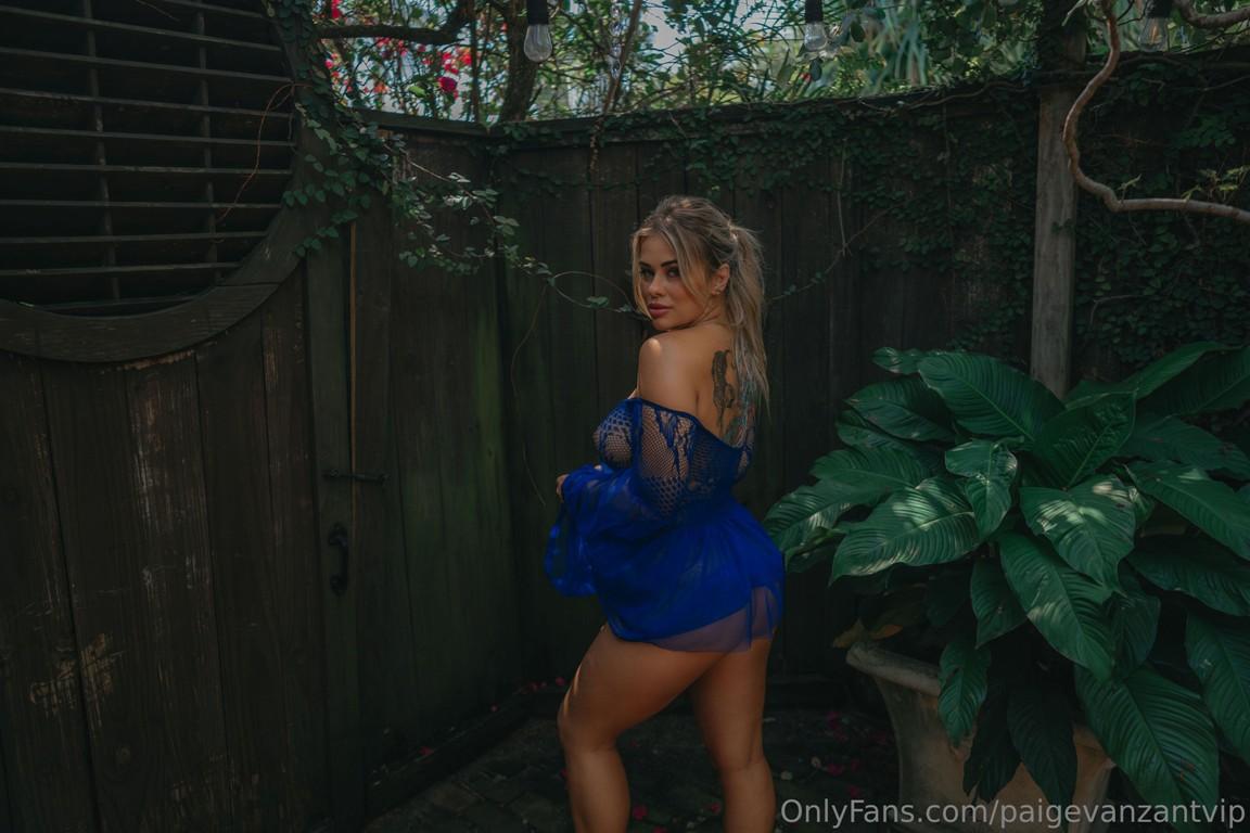 Paige VanZant Blue Mesh Lingerie See-Through OnlyFans Set Leaked