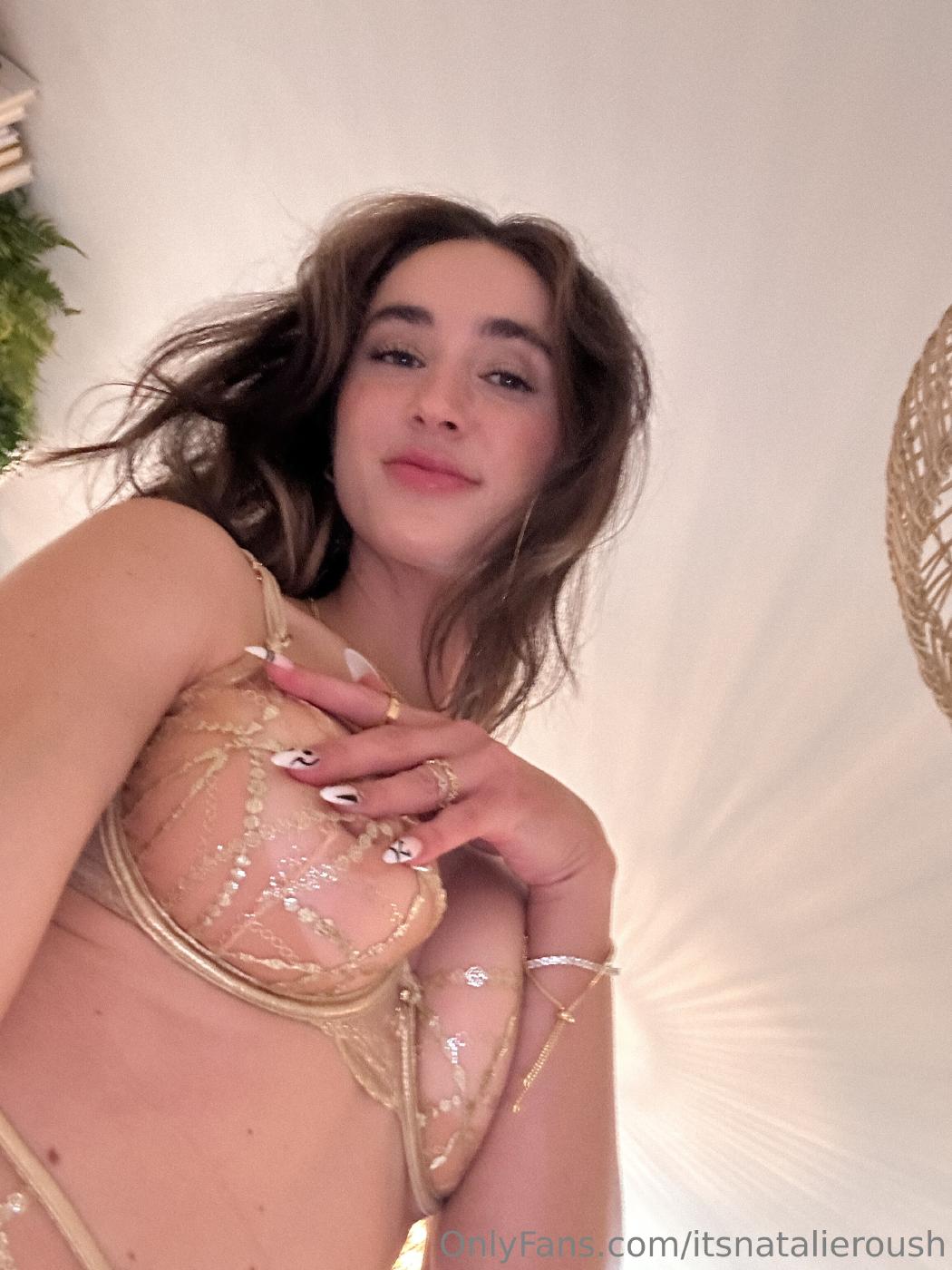 Natalie Roush Golden Pearl Chain Lingerie Birthday PPV Set Leaked