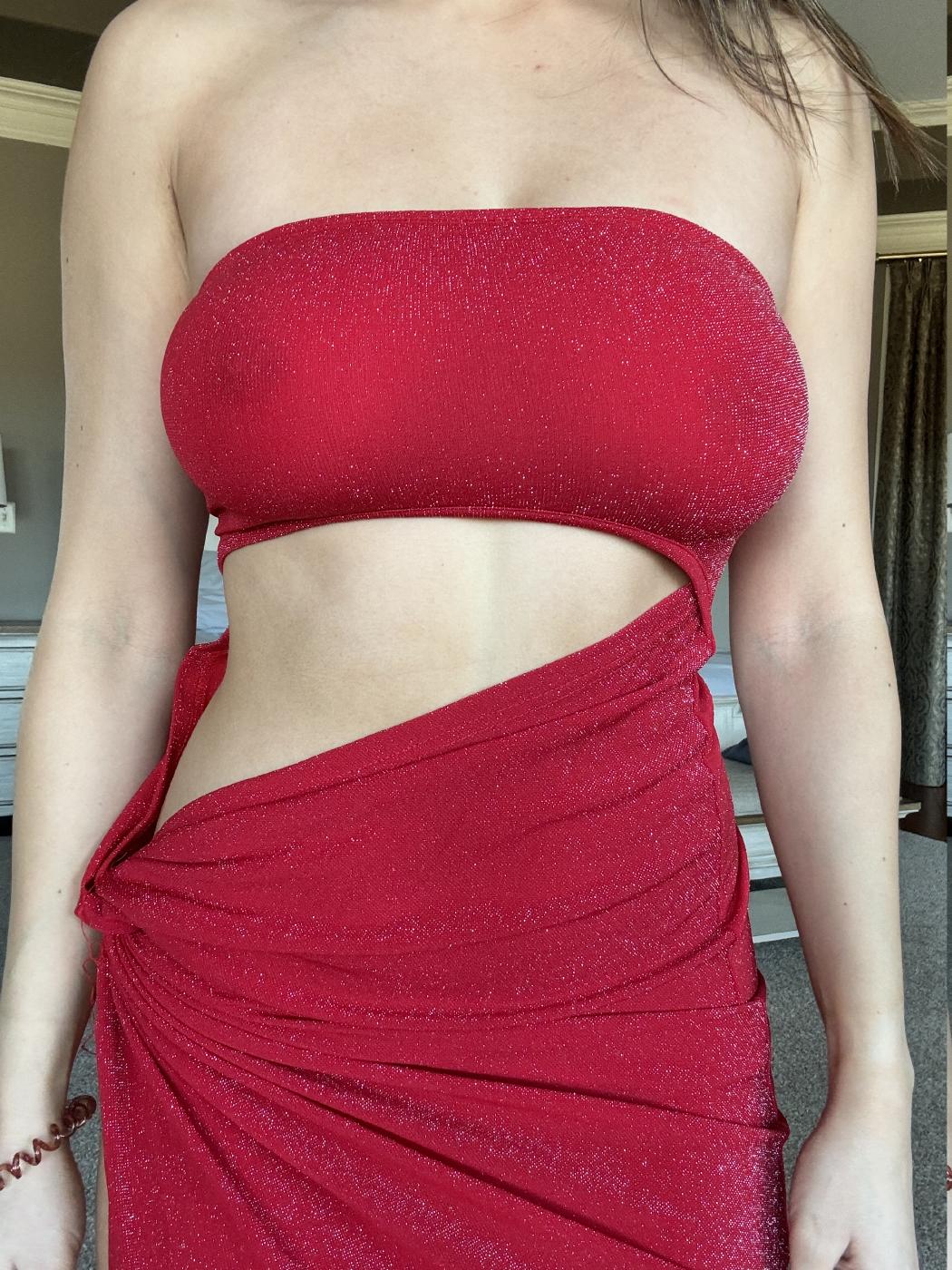 Christina Khalil OF Red Dress Nipples See Through Set Leaked