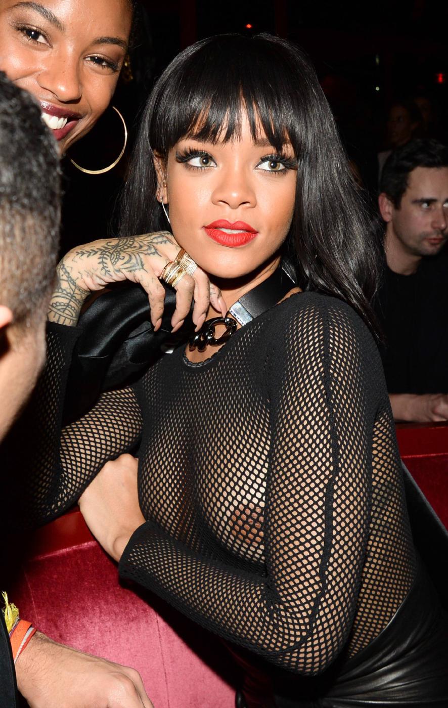 Rihanna Nude See Through Sheer Mesh Nipple Slip Leaked