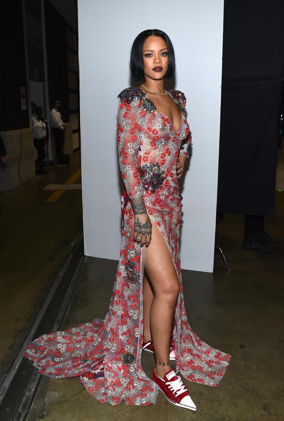 Rihanna Nude See Through Sheer Mesh Nipple Slip Leaked