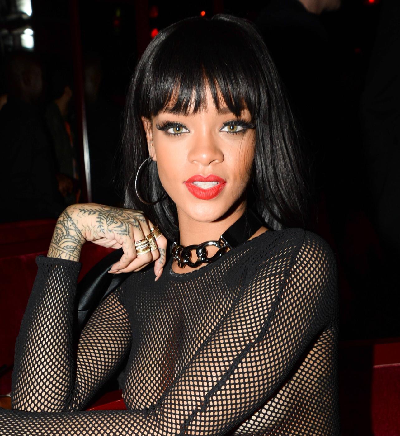 Rihanna Nude See Through Sheer Mesh Nipple Slip Leaked