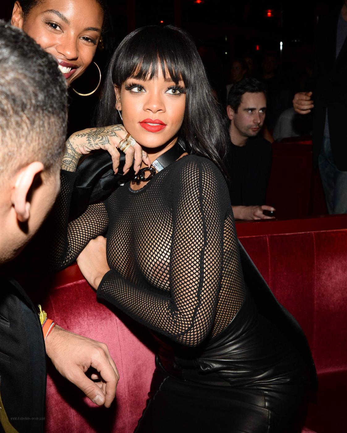 Rihanna Nude See Through Sheer Mesh Nipple Slip Leaked